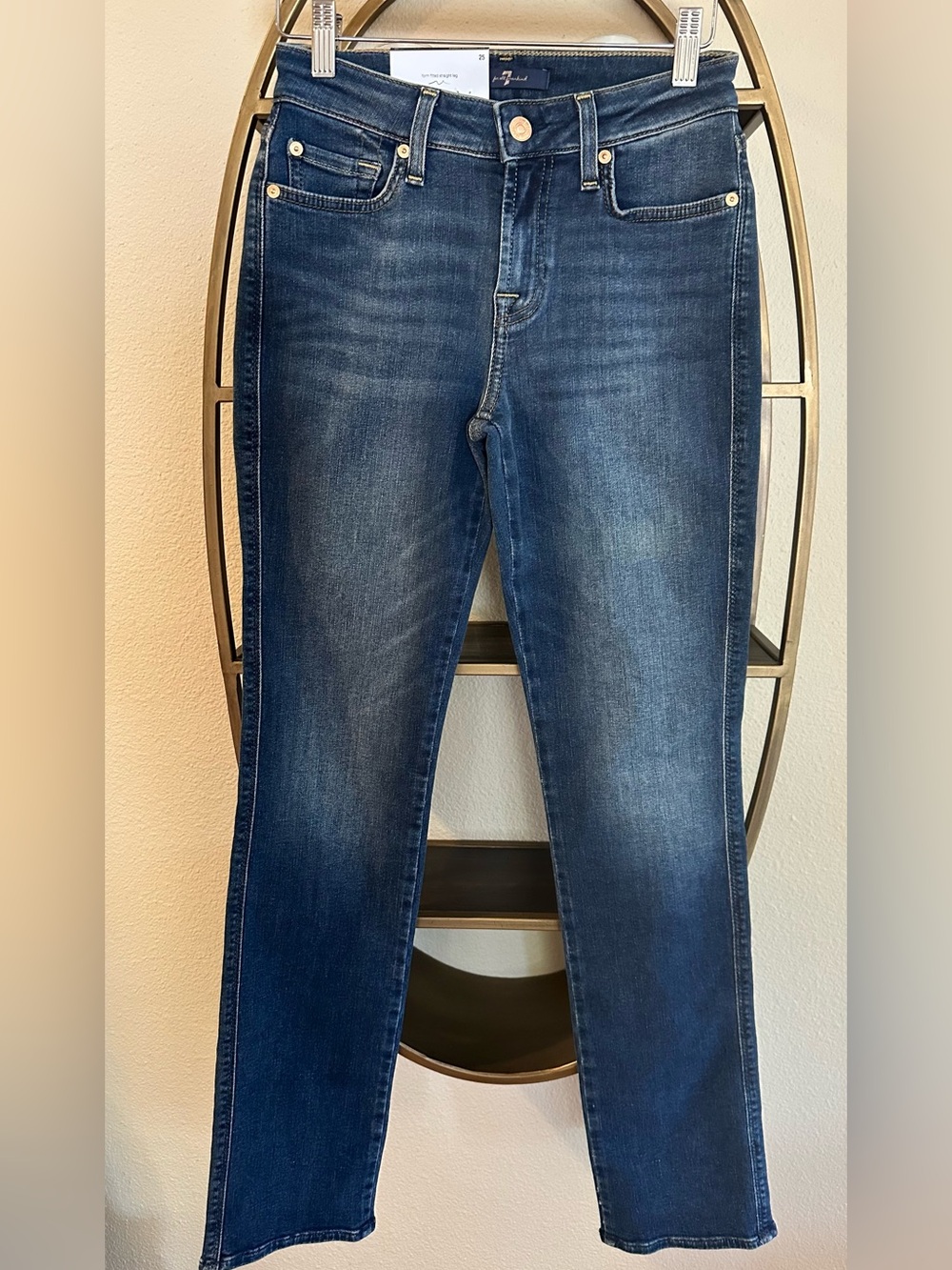 7 For All Mankind Women's Straight Leg Jeans in Dark Indigo